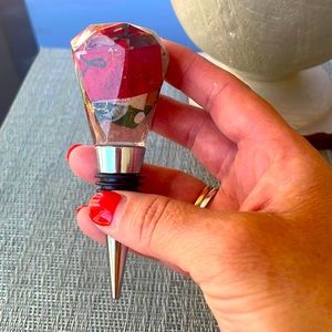 XMAS Handmade Festive Holiday Diamond Top Wine Stop Red